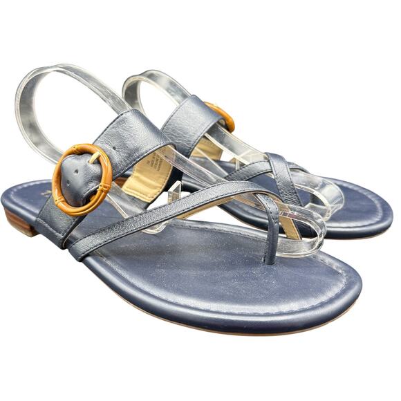 Talbots Shoes - 👡 Talbots Blue Leather Sandals Womens 7M Thong Buckle Classic Preppy Style